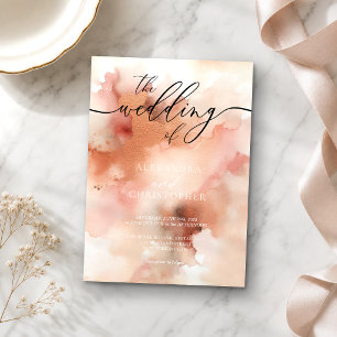 Convites O Casamento De RoseGold Watercolor