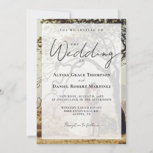 Convites O Casamento de Sobreposição de Foto Simples Preto 
