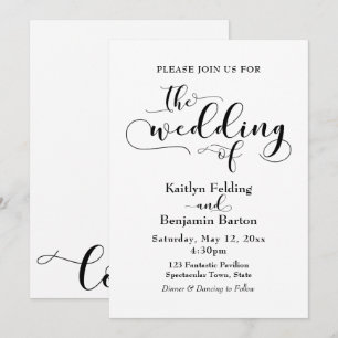 Convites "O Casamento De" Tipografia Negra, Simples, Elegan