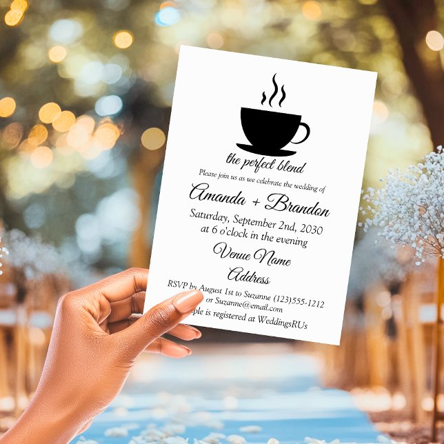 Convites O Casamento do Café: A Mistura Perfeita (The Perfect Blend Coffee Wedding Invitation)