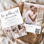Convites O Casamento do Código de QR Minimalista Simples<br><div class="desc">Apresentando "O Casamento do Moderno Elegante Quatro (4) Colagem de Fotos e Grande Convite Minimalista de Casamento de Data" - uma mistura de sofisticação e simplicidade contemporâneas. Estes convites apresentam uma tipografia moderna que exude elegância, simplicidade e um toque de modernidade, perfeita para a sua celebração minimalista de casamento. O...</div>