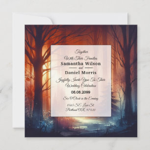 Convites O Casamento do Encanto Florestal de Folhas Caindo