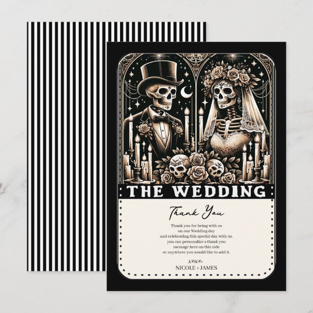 Convites O CASAMENTO Esqueletos de Tarot Noiva e Noivo (Frente/Verso)