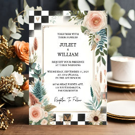 Convites O Casamento Ilustrado do Retro Boho Studio