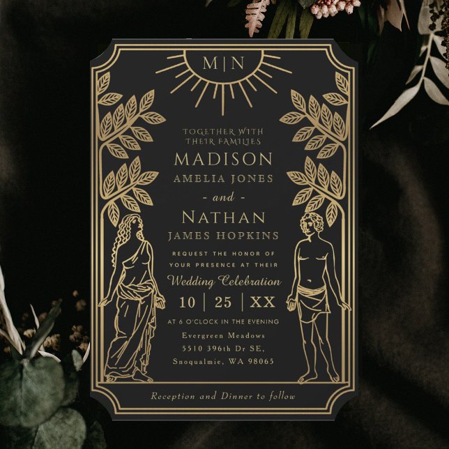 Convites O Casamento Místico Dourado Tarot Card (Criador carregado)