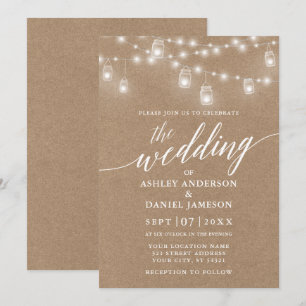 Convites O casamento moderno da caligrafia ilumina Kraft