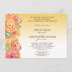 Convites O casamento outono floral abstrato de Ombre