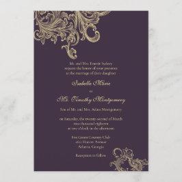 Convites O casamento roxo elegante do Flourish da ameixa