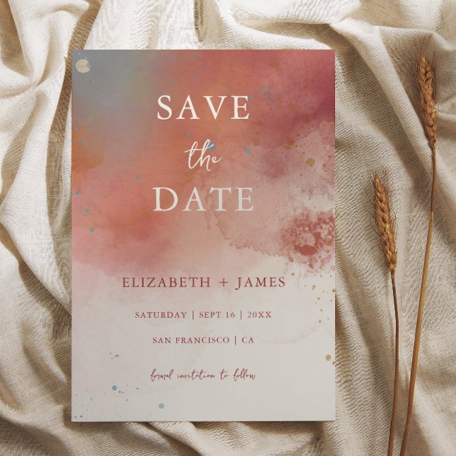 Convites O Casamento Terracotta Modern Watercolor Salva A D (Criador carregado)