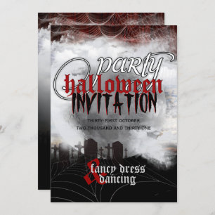 Convites O Cemitério de Lua Cheia Sonha Festa de Halloween