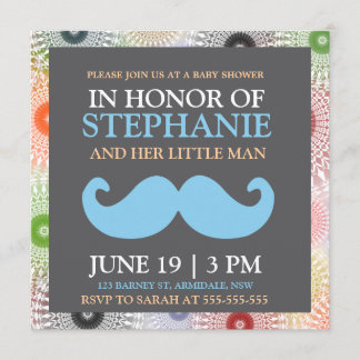 Convites O chá azul do bebé do bigode convida