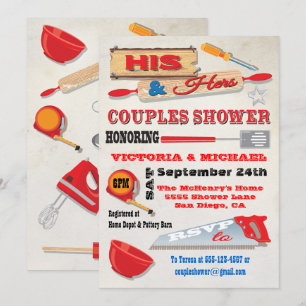 Convites O Chá de ferramentas dele e seus Casais da cozinha