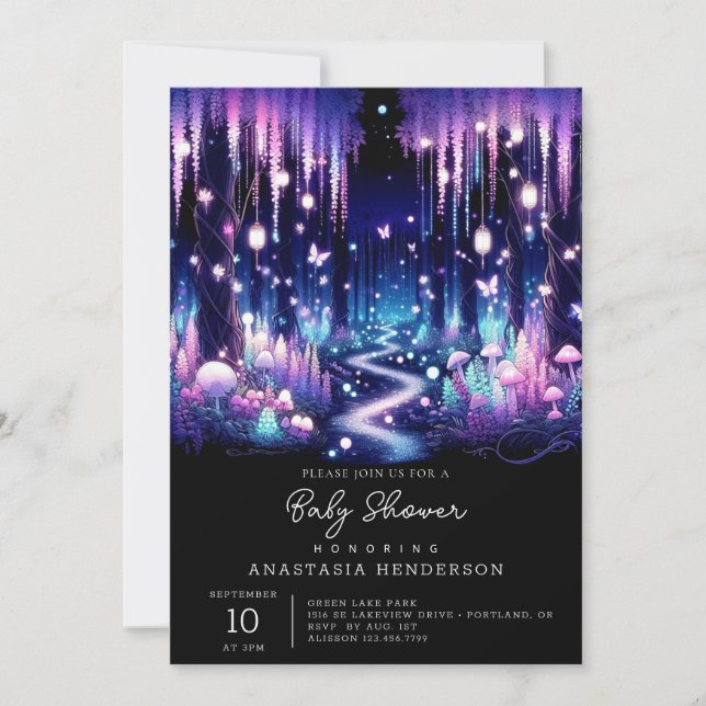 Convites O Chá de fraldas da Floresta Encantada Adorável (Frente)