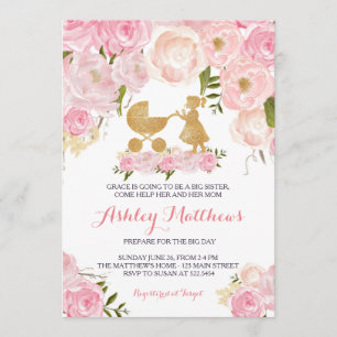 Convites o chá de fraldas da irmã mais velha convida