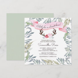 Convites O chá de fraldas da menina do ANTLER dos CERVOS