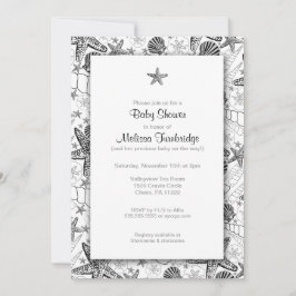 Convites O chá de fraldas da silhueta da estrela do mar dos