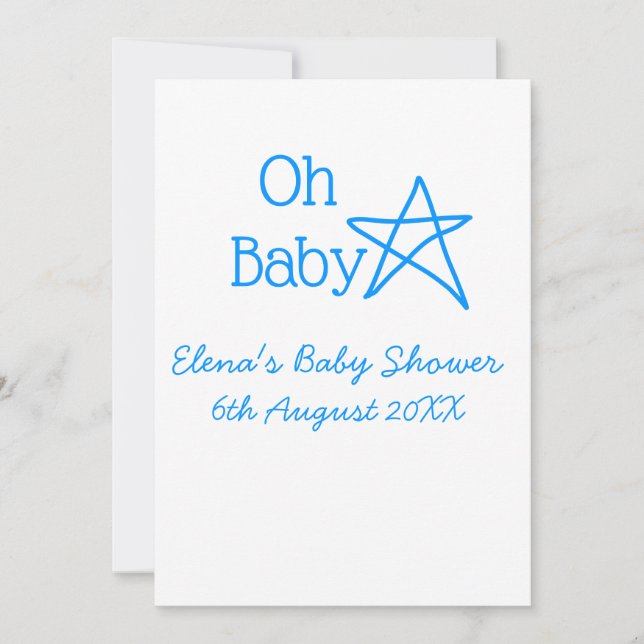 Convites Ó chá de fraldas de estrelas azul bebê adiciona no (Frente)