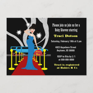 Convites O chá de fraldas de Hollywood convida o menino