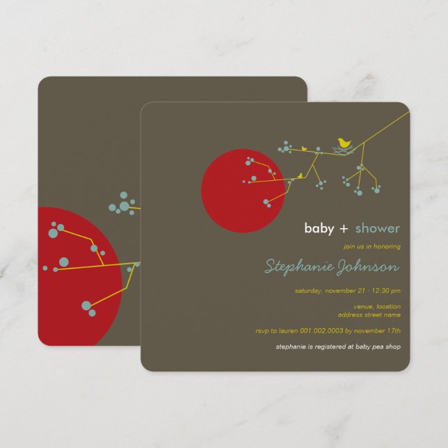 Convites O chá de fraldas do menino da árvore genealógica (Frente/Verso)