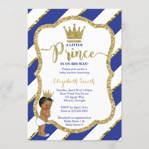 Convites O Chá de fraldas do Príncipe Convidado, Faux Glitt