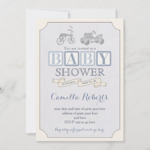 Convites o chá de fraldas dos blocos do brinquedo convida,