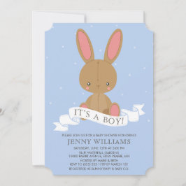 Convites O chá de fraldas enchido do menino do coelho de