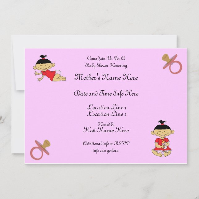 Convites O chá de fraldas feito sob encomenda convida (Frente)