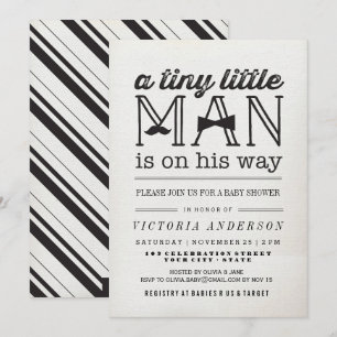 Convites O chá de fraldas pequeno do menino do laço do