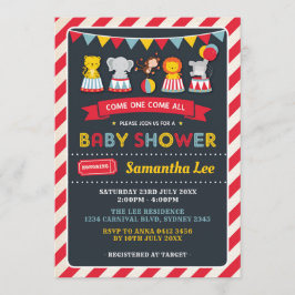 Convites O chá de fraldas retro dos animais de circo do