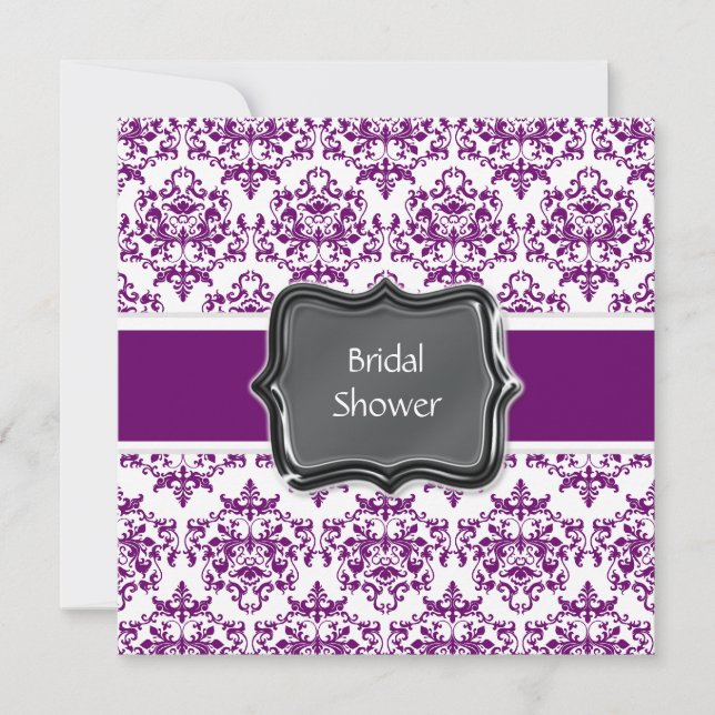 Convites O chá de panela branco roxo personaliza (Frente)