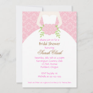 Convites O chá de panela cor-de-rosa do vestido de