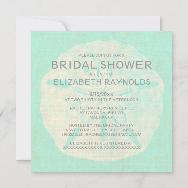 Convites O chá de panela do dólar de areia de serapilheira (Frente)