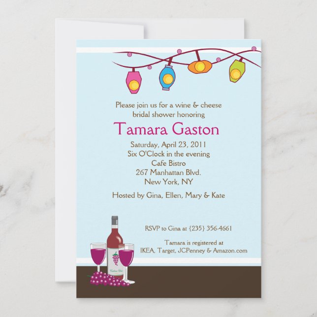 Convites O chá de panela do vinho e do queijo 5x7 convida (Frente)