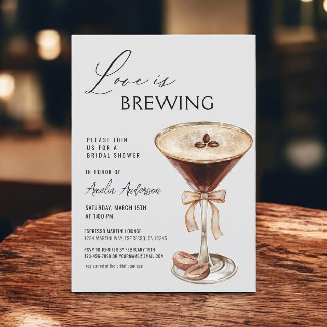 Convites O chá de panela Espresso Martini Love está se prep (Criador carregado)