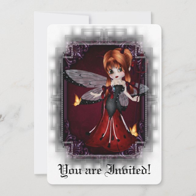 Convites O chá de panela gótico convida o joaninha pequeno (Frente)