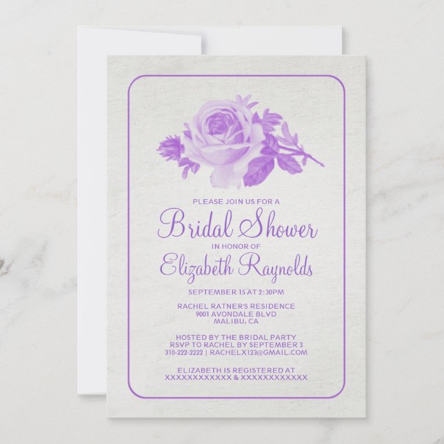 Convites O chá de panela rústico roxo floral/flor convida (Frente)