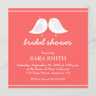 Convites O chá de panela vermelho dos pássaros bonitos do