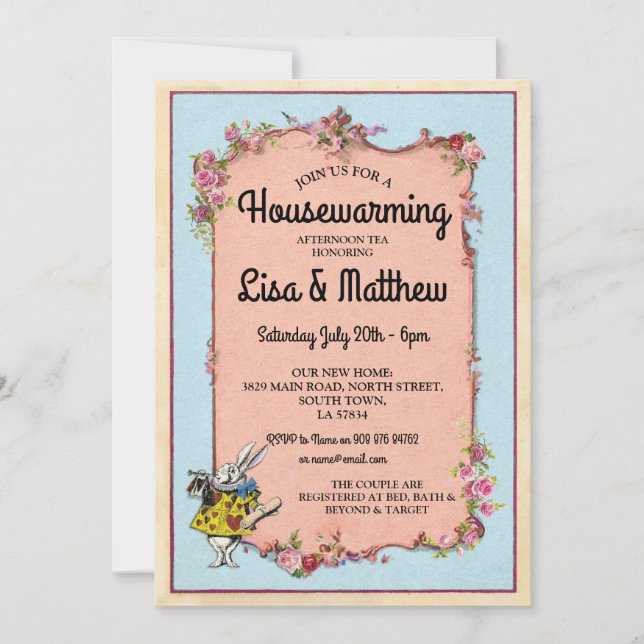 Convites O chá do coelho do país das maravilhas do partido (Frente)