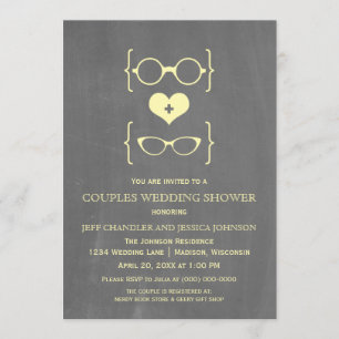 Convites O chá Geeky dos casais dos vidros do quadro