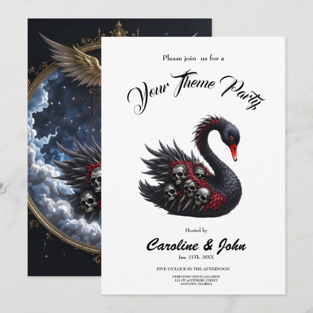 Convites O Cisne das Almas Esquecidas.  (Frente/Verso)