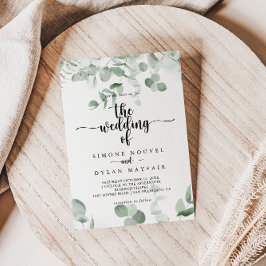 Convites O Clássico Casamento Eucalyptus Foliage Verde de