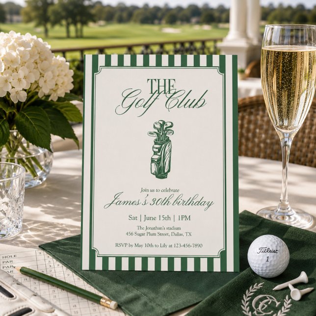 Convites O Clube de Golfe Aniversário de Golfe Faixa Verde  (Criador carregado)