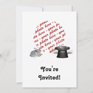 Convites O coelho e o quadro de fotos do Magic Hat