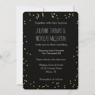 Convites O confete Dourado e preto pontilha o casamento