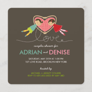 Convites O coração do amor da menina do menino dos desenhos