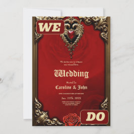 Convites O coração gótico do fogo e do ouro.