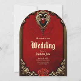 Convites O coração gótico do fogo e do ouro.