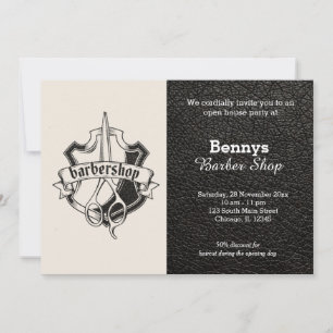 Convites O couro da barbearia está aberto