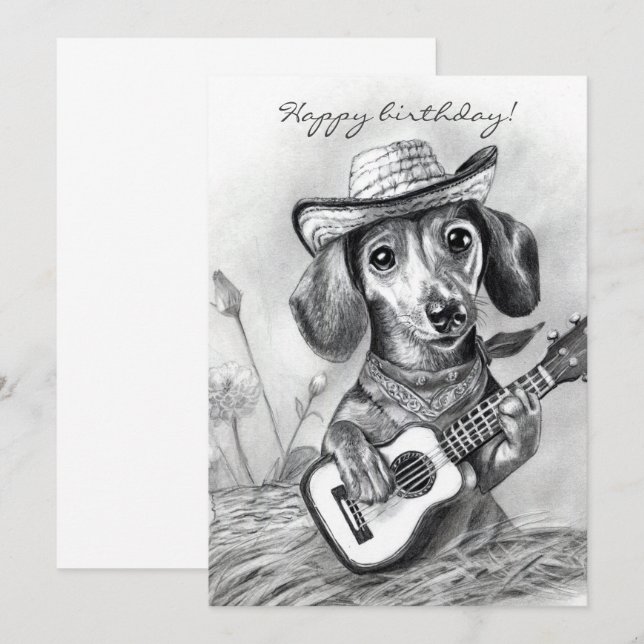 Convites O dachshund country crooner (Frente/Verso)