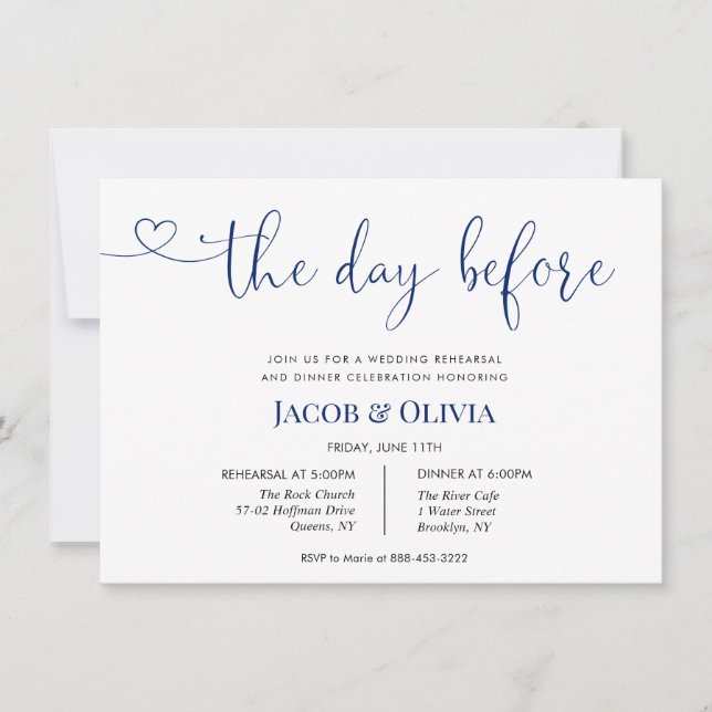 Convites O Dia Antes do Janta de Ensaio De Casamento (Frente)